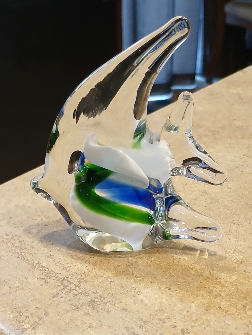 Vintage Angelfish Art Glass | Paperweight | Desk Top Decor